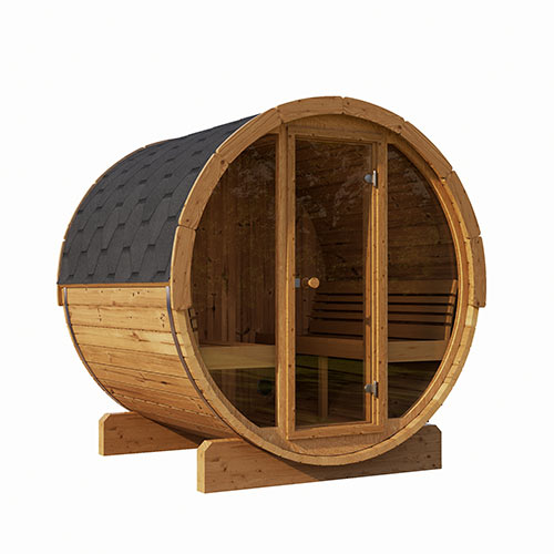 SaunaLife Model E8G Sauna Barrel Glass Front imported to US